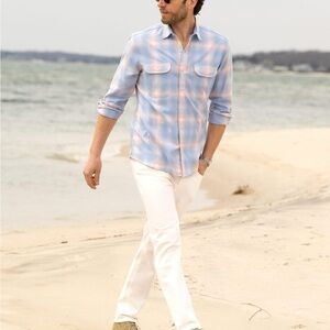 Men’s Proper Cloth Button Down Shirt XXL cotton casual soft blue and rose ombré